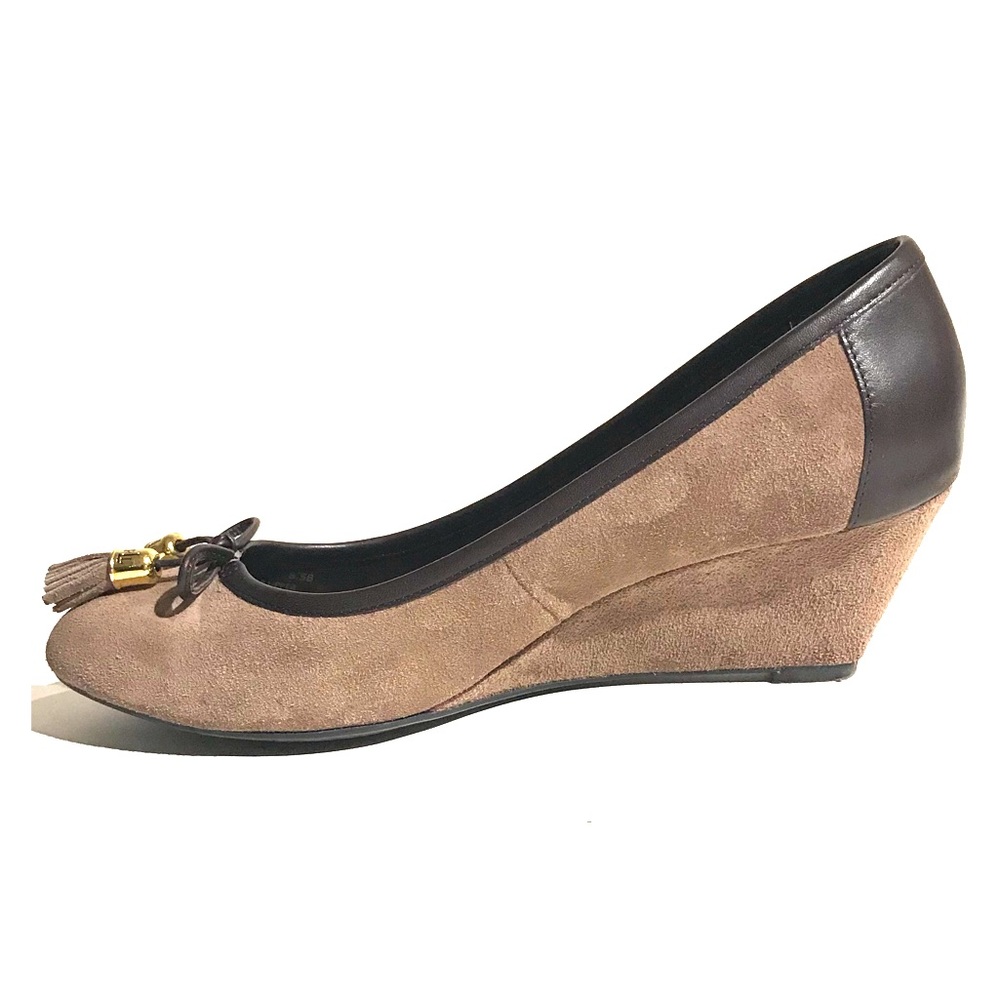 Ralph Lauren Brown Suede Bernee Tassled Wedge 8.5